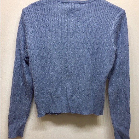 Danier Women Button Down Cardigan Light Cable Knit Medium Denim Blue - Picture 3 of 9